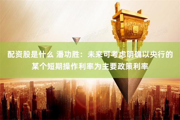配资股是什么 潘功胜：未来可考虑明确以央行的某个短期操作利率为主要政策利率